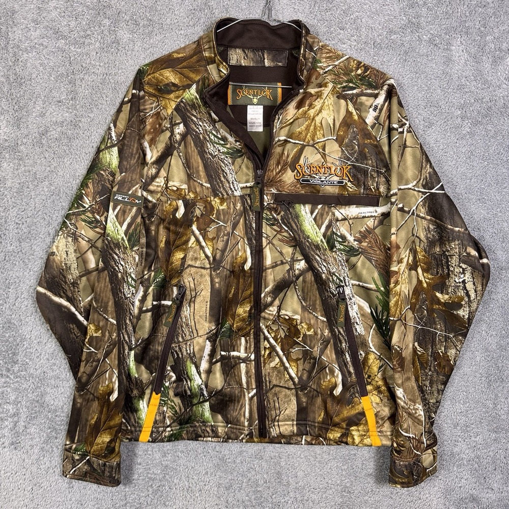 ScentLok Vigilante Jacket Mens M RealTree AP HD‎ Camo Carbon Alloy Softshell